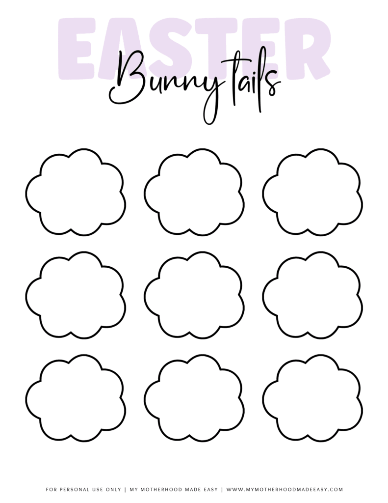 Easter bunny tails outline PDF