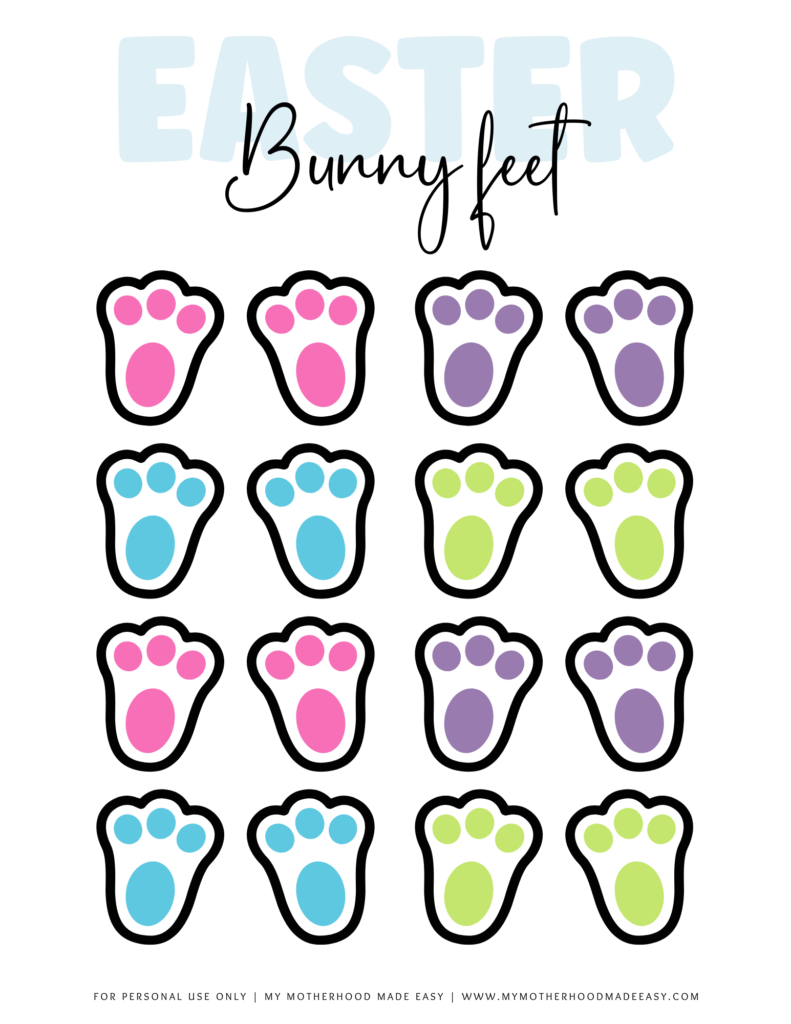 small colorful Easter Bunny Footprints