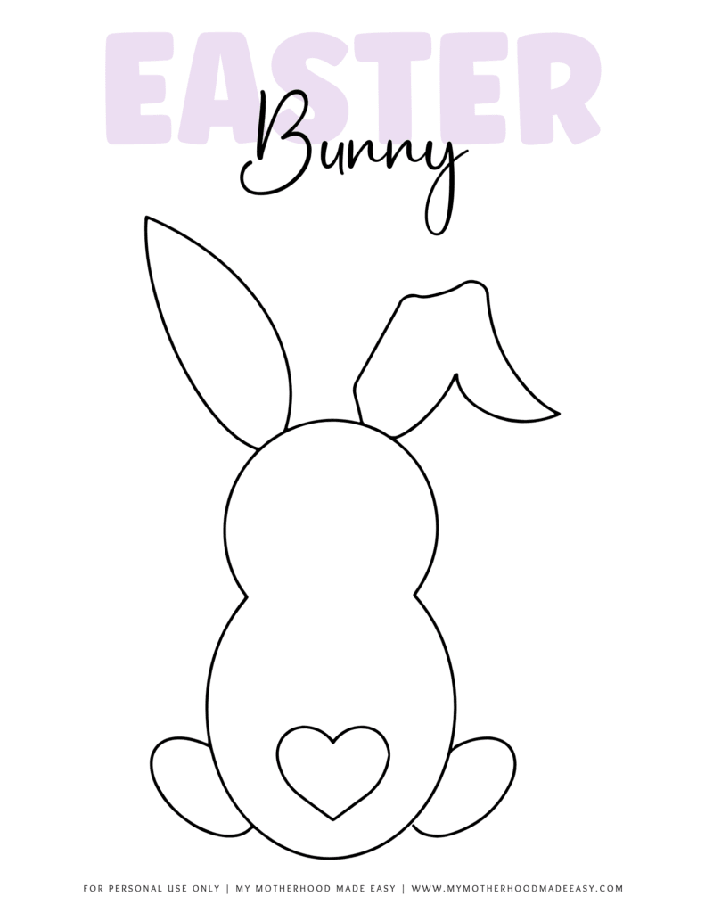easter bunny outline with heart tail