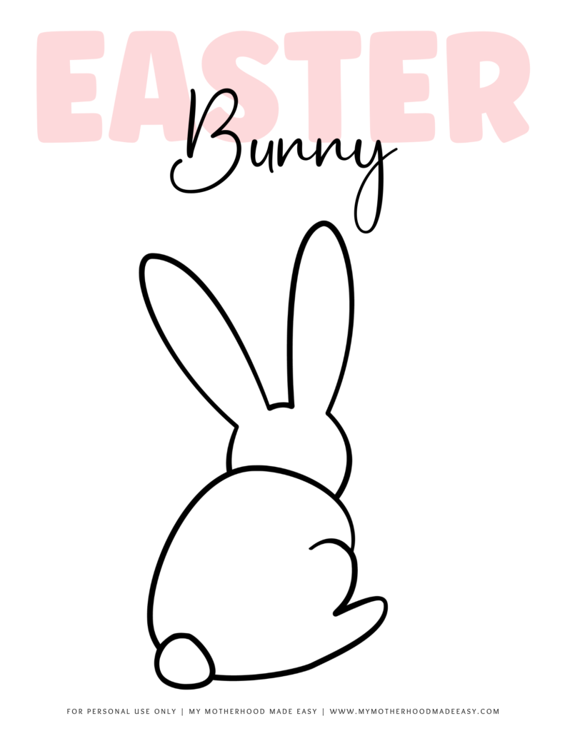 easter bunny outline with bunny tail