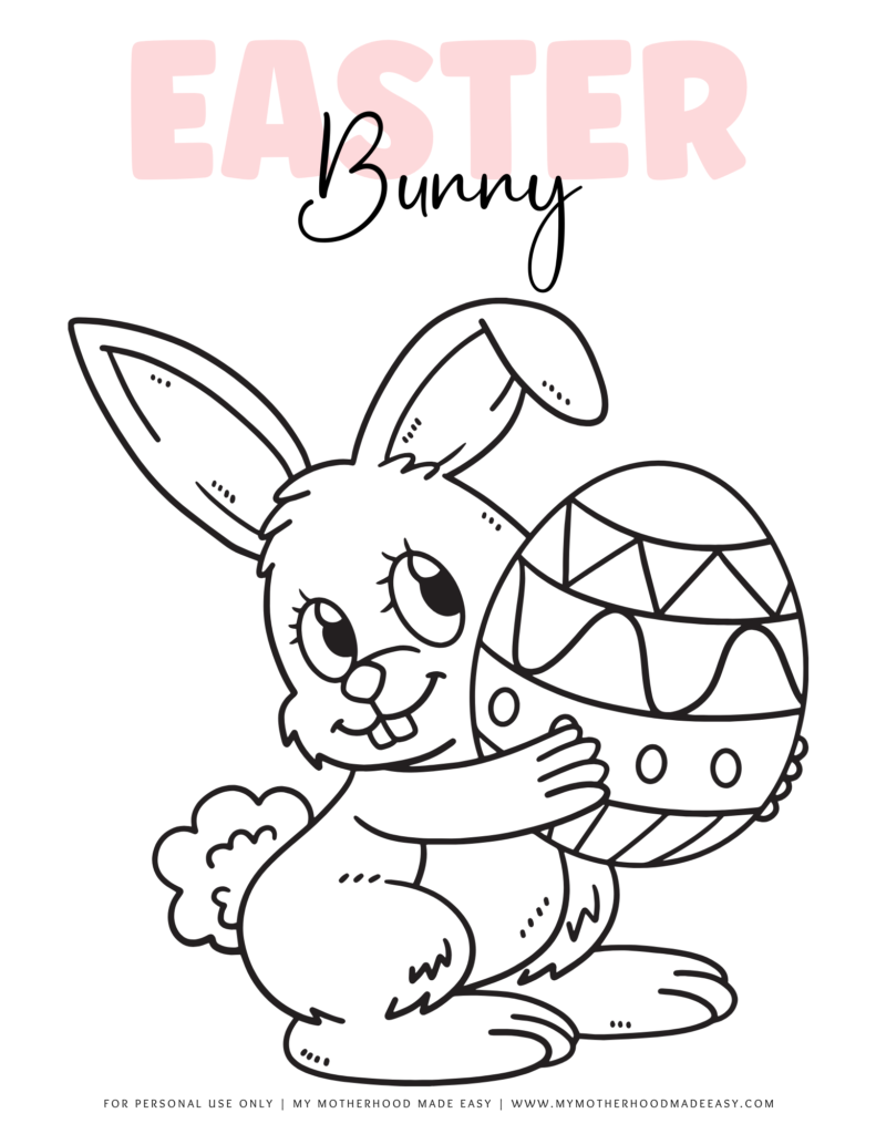 FREE Printable Easter Bunny with Easter Egg Coloring Pages 