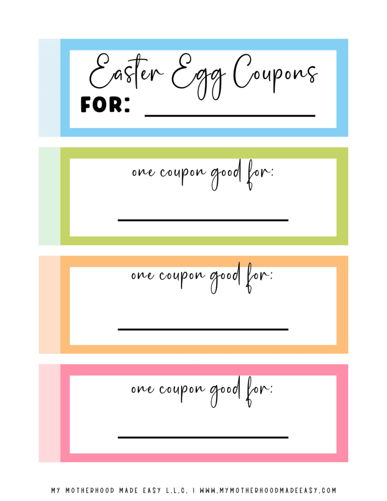 Blank Colorful Easter Egg Coupons template