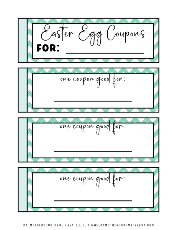 Free Printable Easter Egg Coupons for Kids &amp; Adults (PDF)