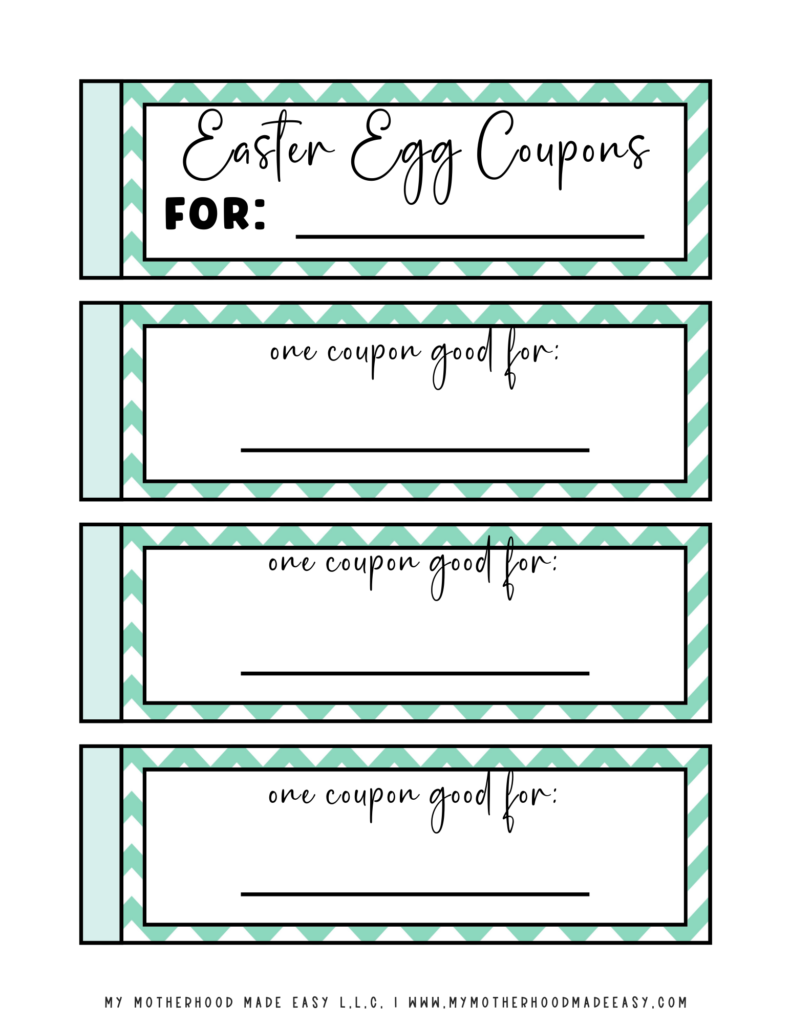 Blue Easter Egg Coupons template pdf