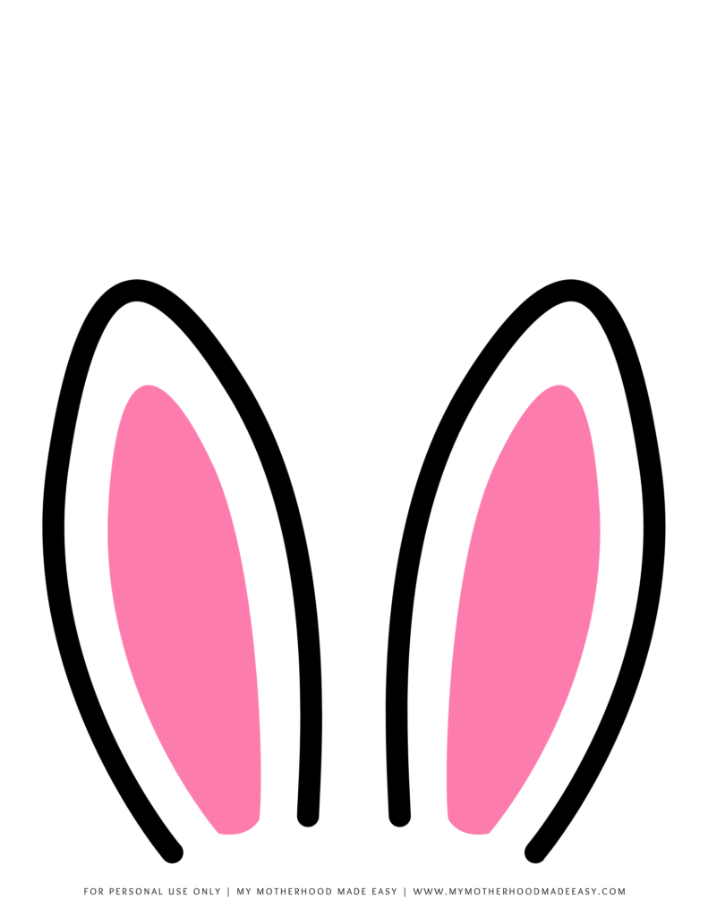 Pink printable easter bunny ears