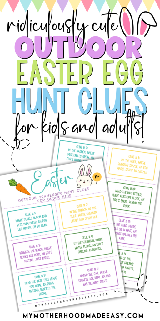 free printable outdoor easter egg hunt clues