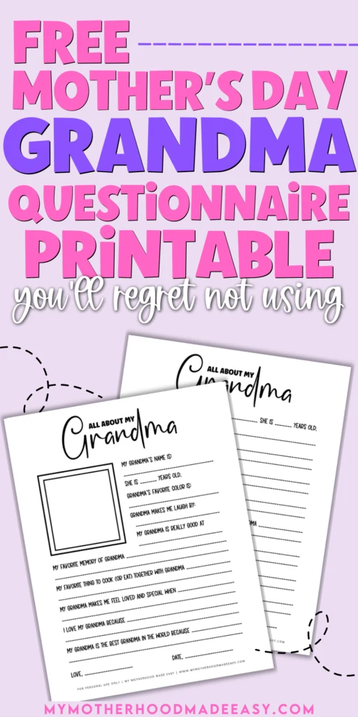 mothers day grandma questionnaire printable