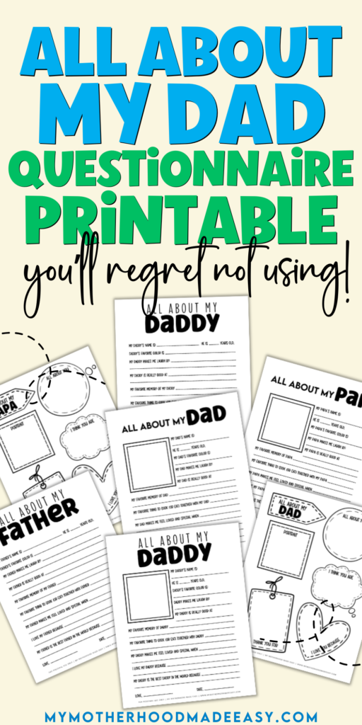 All about dad printable