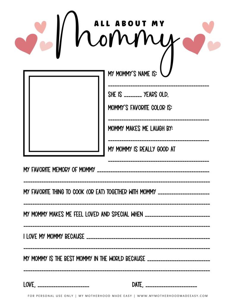 All about mommy questionnaire