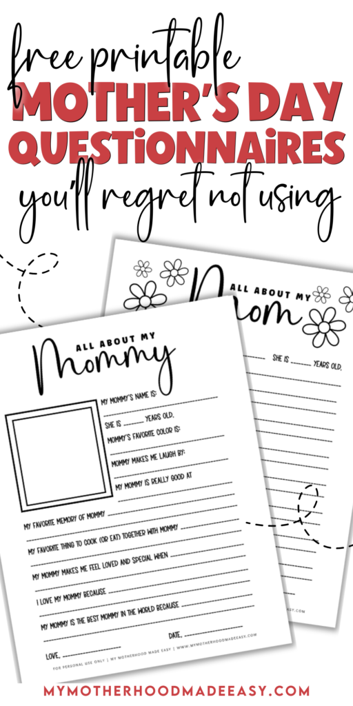 All about mom printable for kids