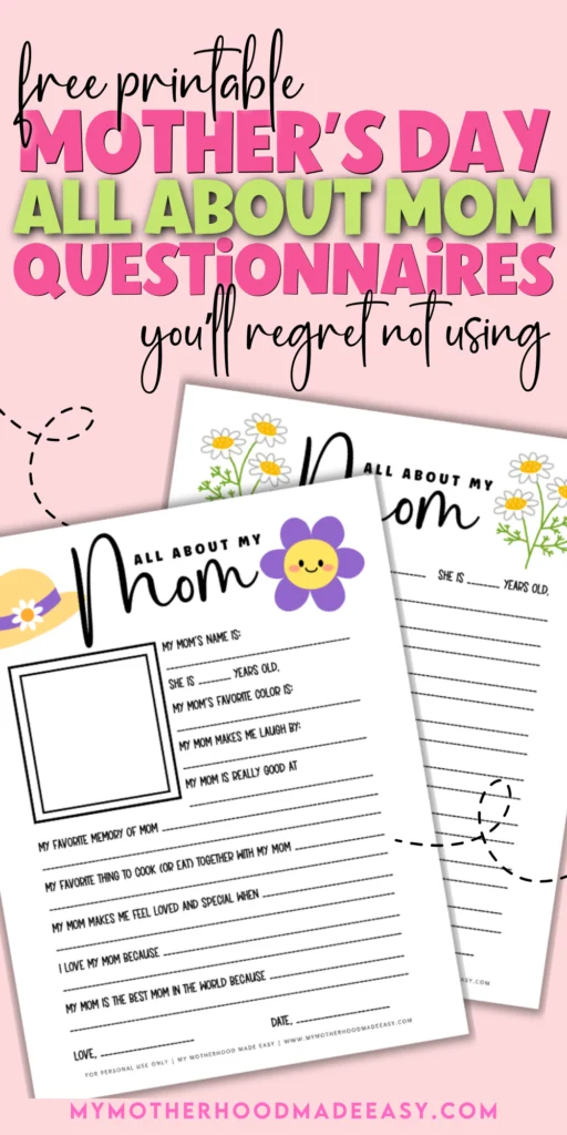 All about my mom free printable preschool