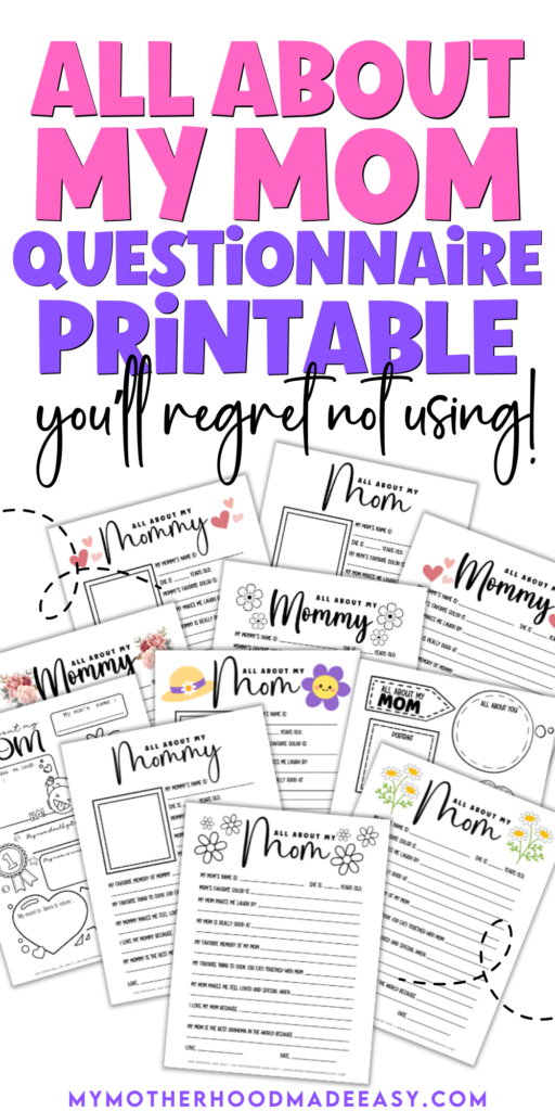All about my mom preschool free printable