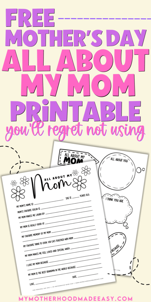 All about my mommy free printable