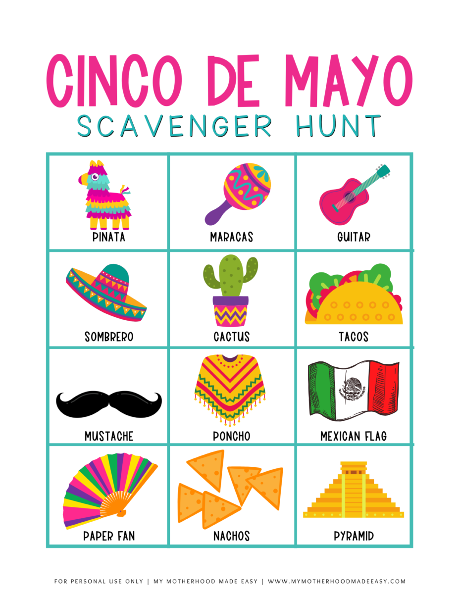 FREE Printable Cinco De Mayo Scavenger Hunt PDF for Kids