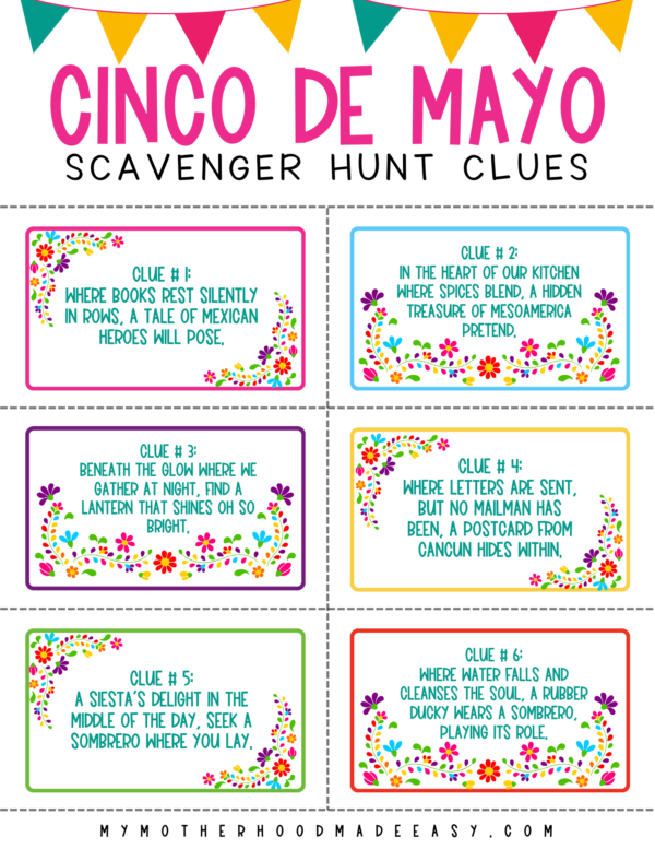 FREE Printable Cinco De Mayo Scavenger Hunt PDF for Kids