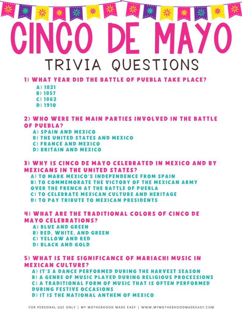 Cinco De Mayo Trivia PDF