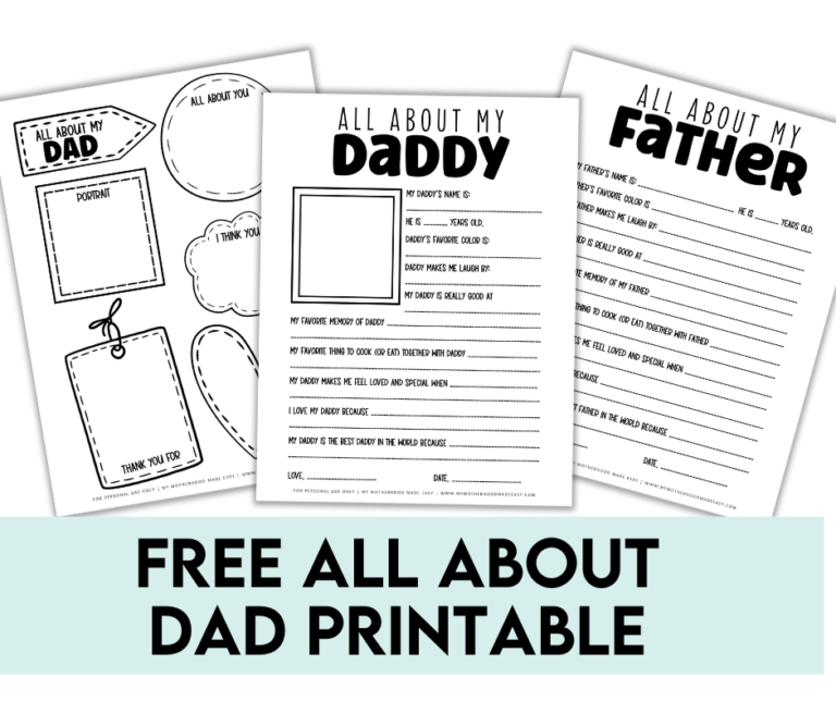 FREE All About My Dad Printable for Father’s Day Interview