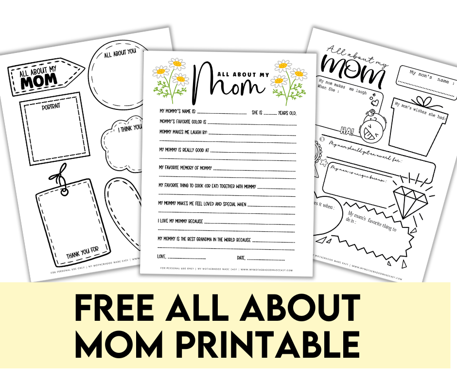 FREE All about my mom printable pdf 