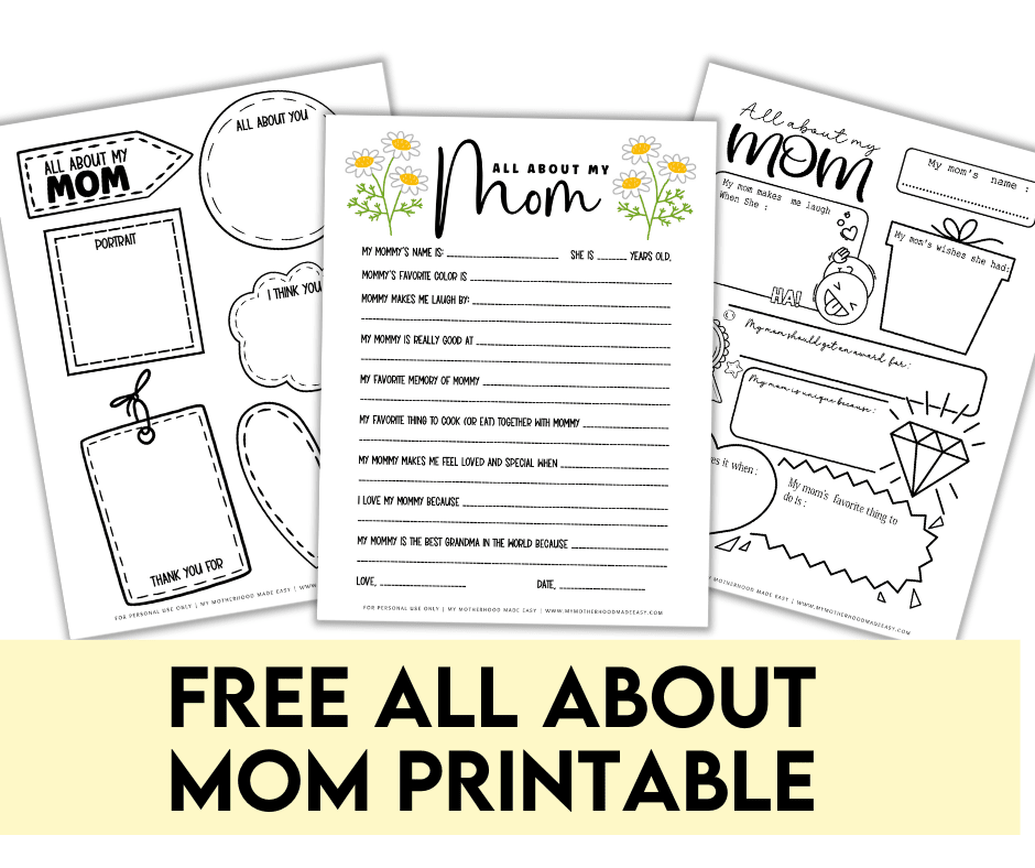 FREE All about my mom printable pdf 