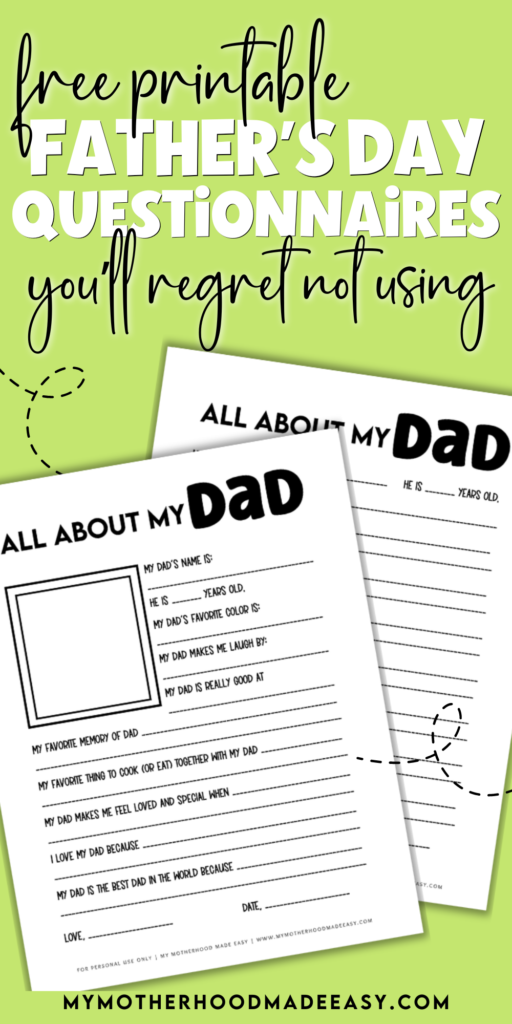 Fathers day all about dad printable