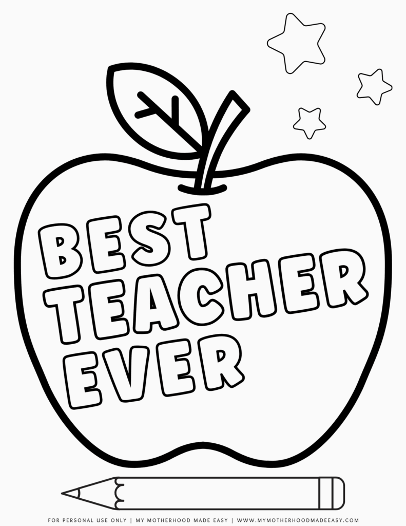 Free Printable Best Teacher Coloring Pages