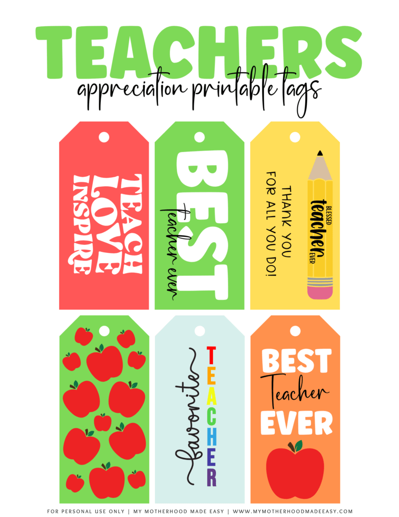 Free teacher appreciation printable pdf