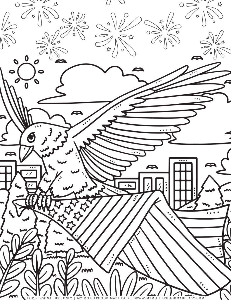 Memorial Day coloring pages pdf - bald eagle 