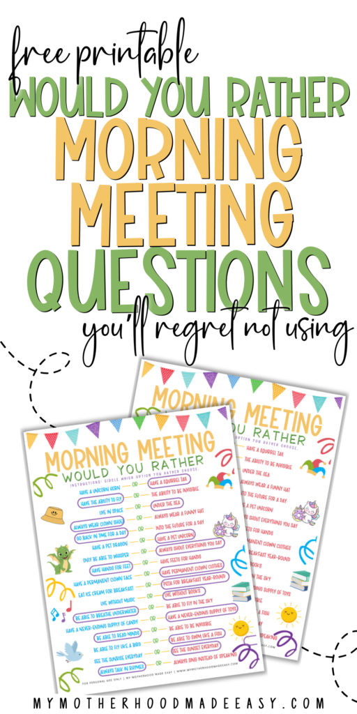 Morning meeting questions pdf