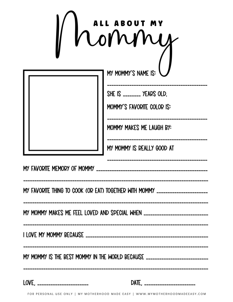 All about mommy questionnaire pdf