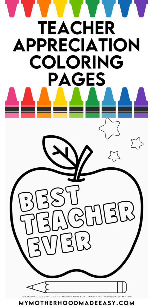 Preschool teacher appreciation coloring pages