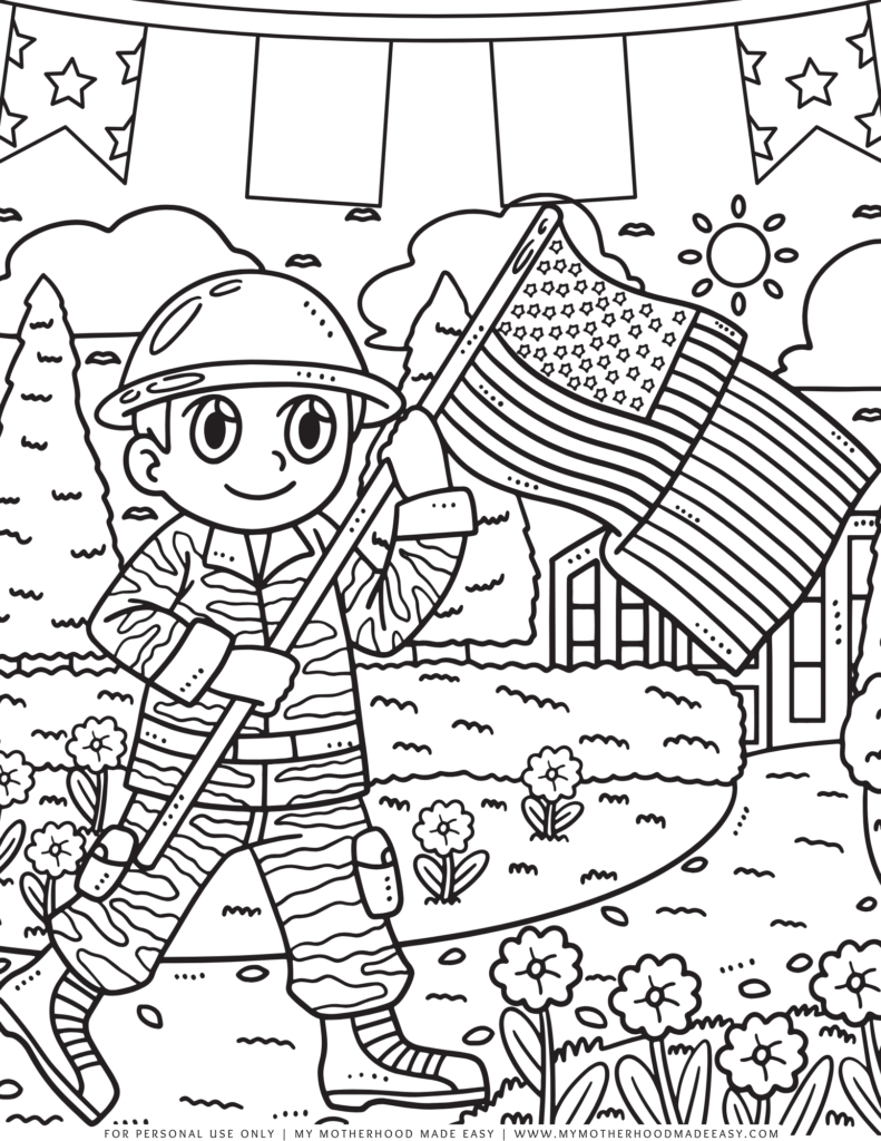 Memorial Day Coloring Sheets - soldier