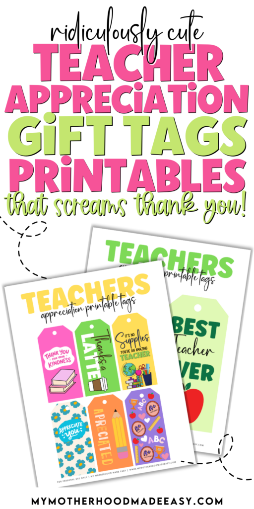 Teacher appreciation printable tags pdf