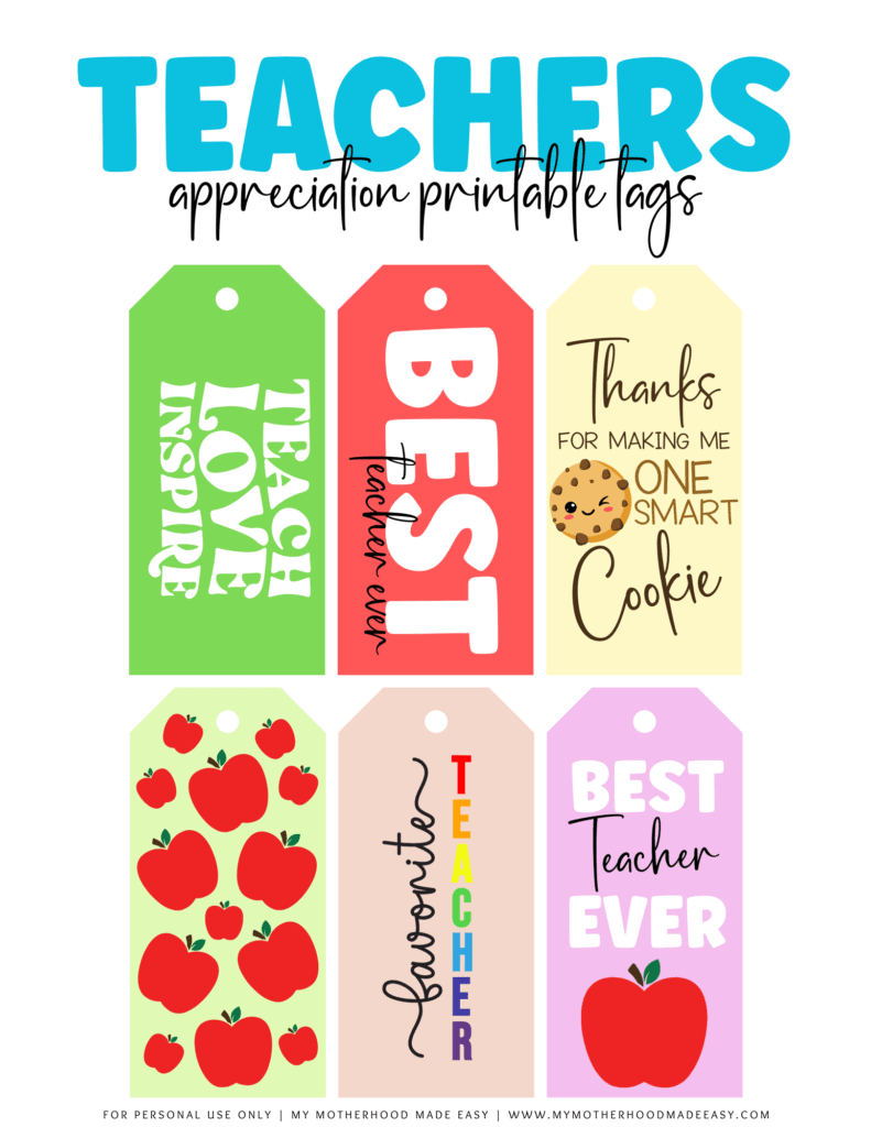 Teacher day free printable teacher appreciation gift tags