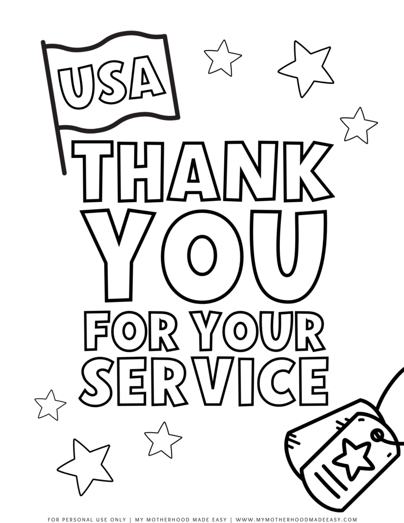 Thank you Memorial Day coloring pages