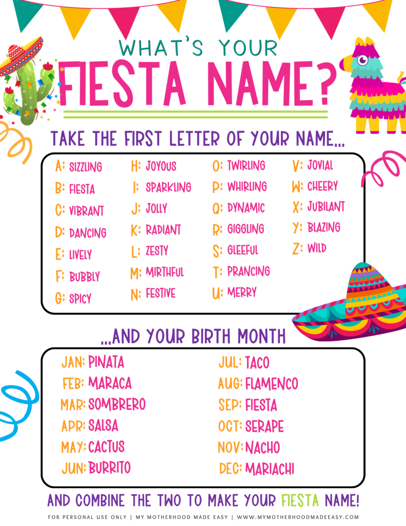 What’s Your Fiesta Name Game PDF