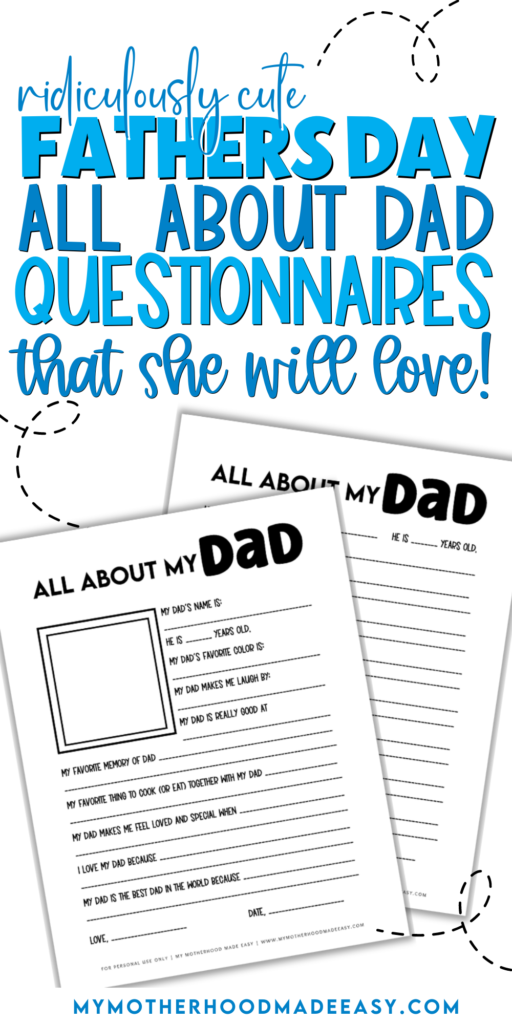 all about my dad free printable father