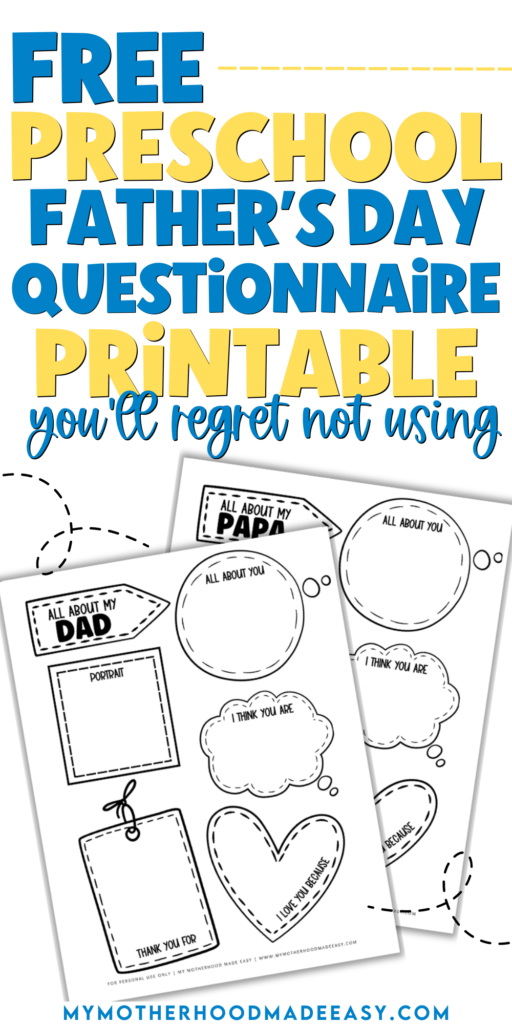 all about my dad free printable preschool