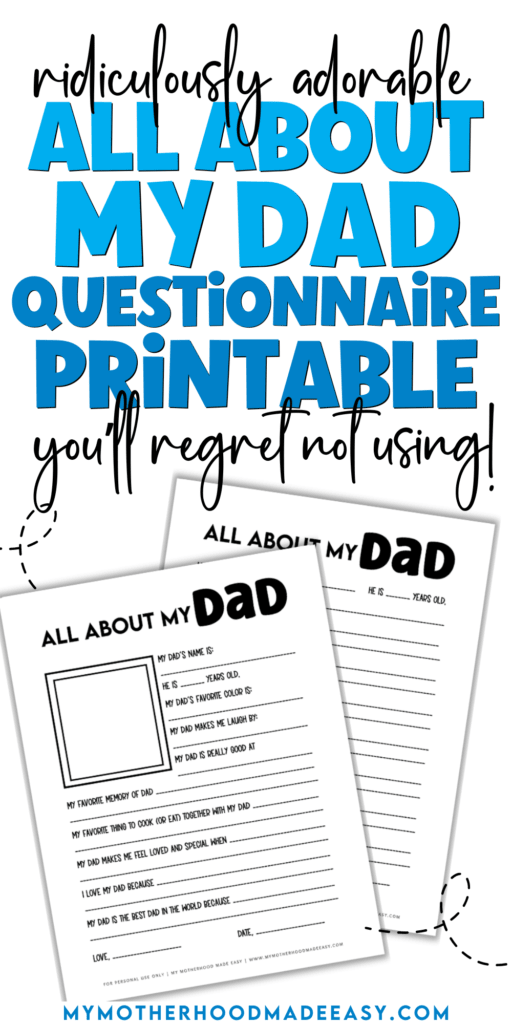 all about my dad free printable toddler