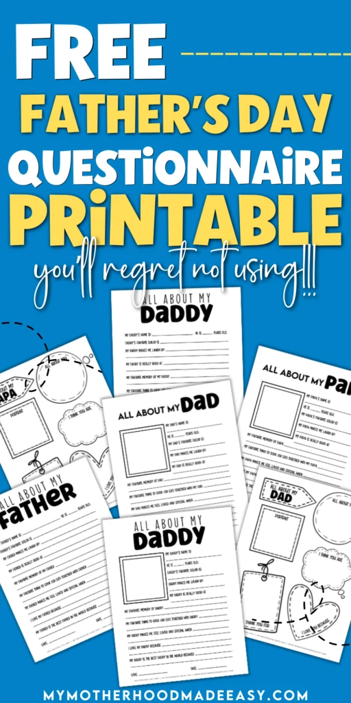 all about my dad printable father’s day
