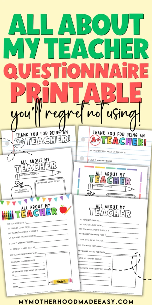 all about my teacher printable pdf free download