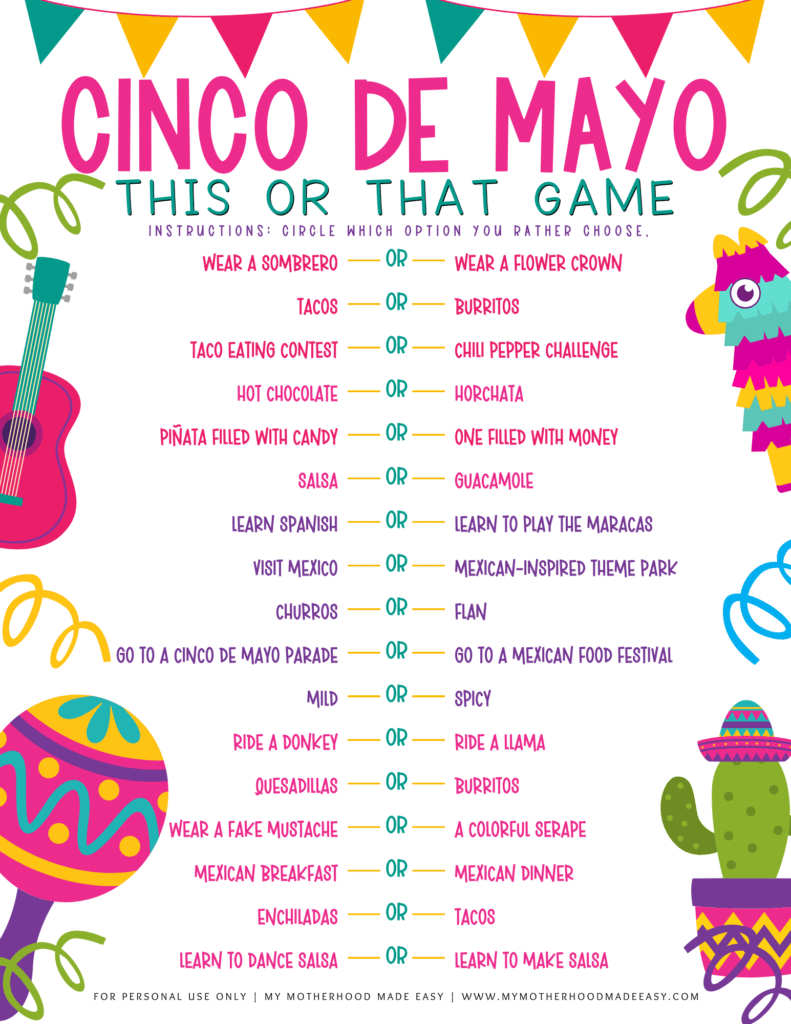 Cinco De Mayo This or That Game PDF