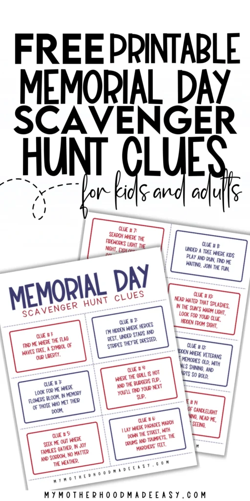 memorial day scavenger hunt printable