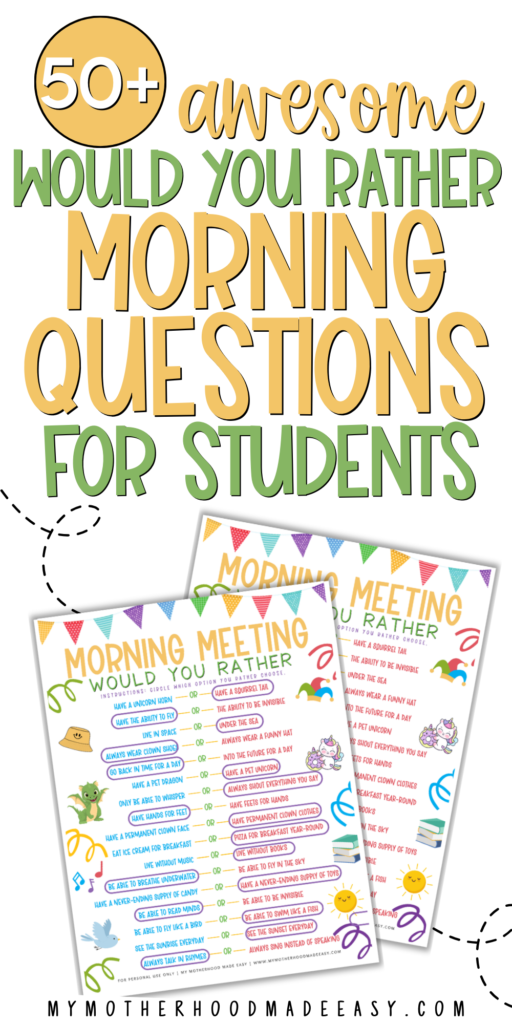 morning meeting morning questions for students