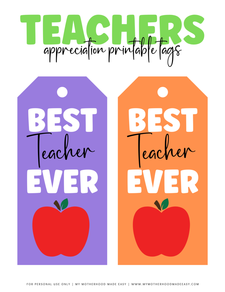 teacher appreciation printable tags