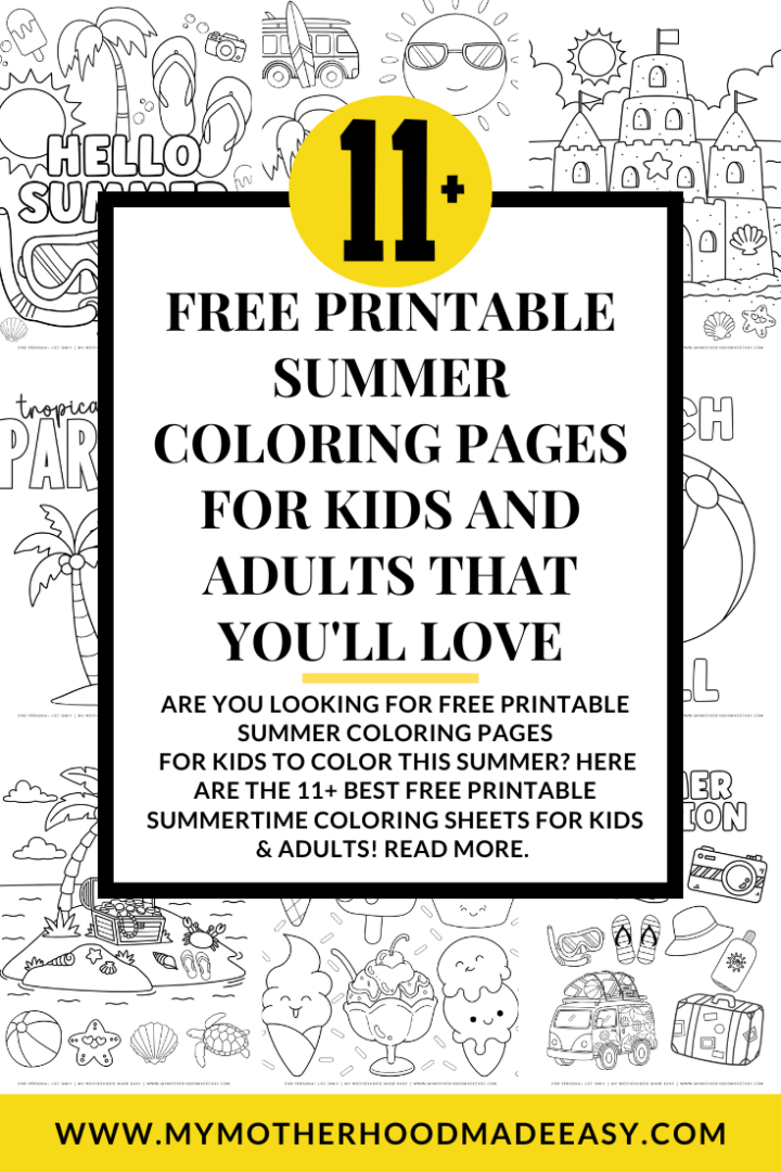 11+ FREE Summer Coloring Pages for Kids & Adults (PDF) – My Motherhood ...