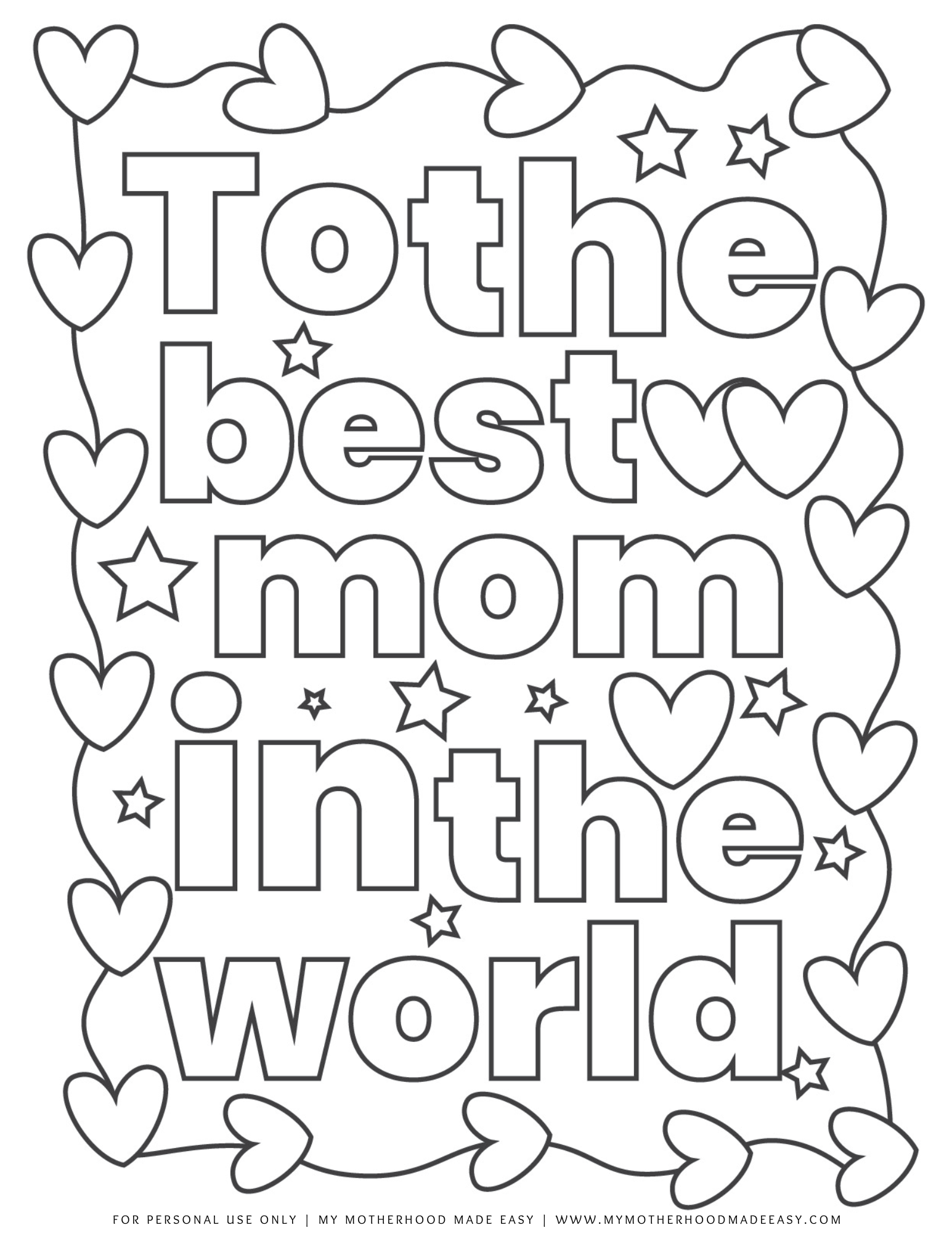 Heart Mothers day coloring pages