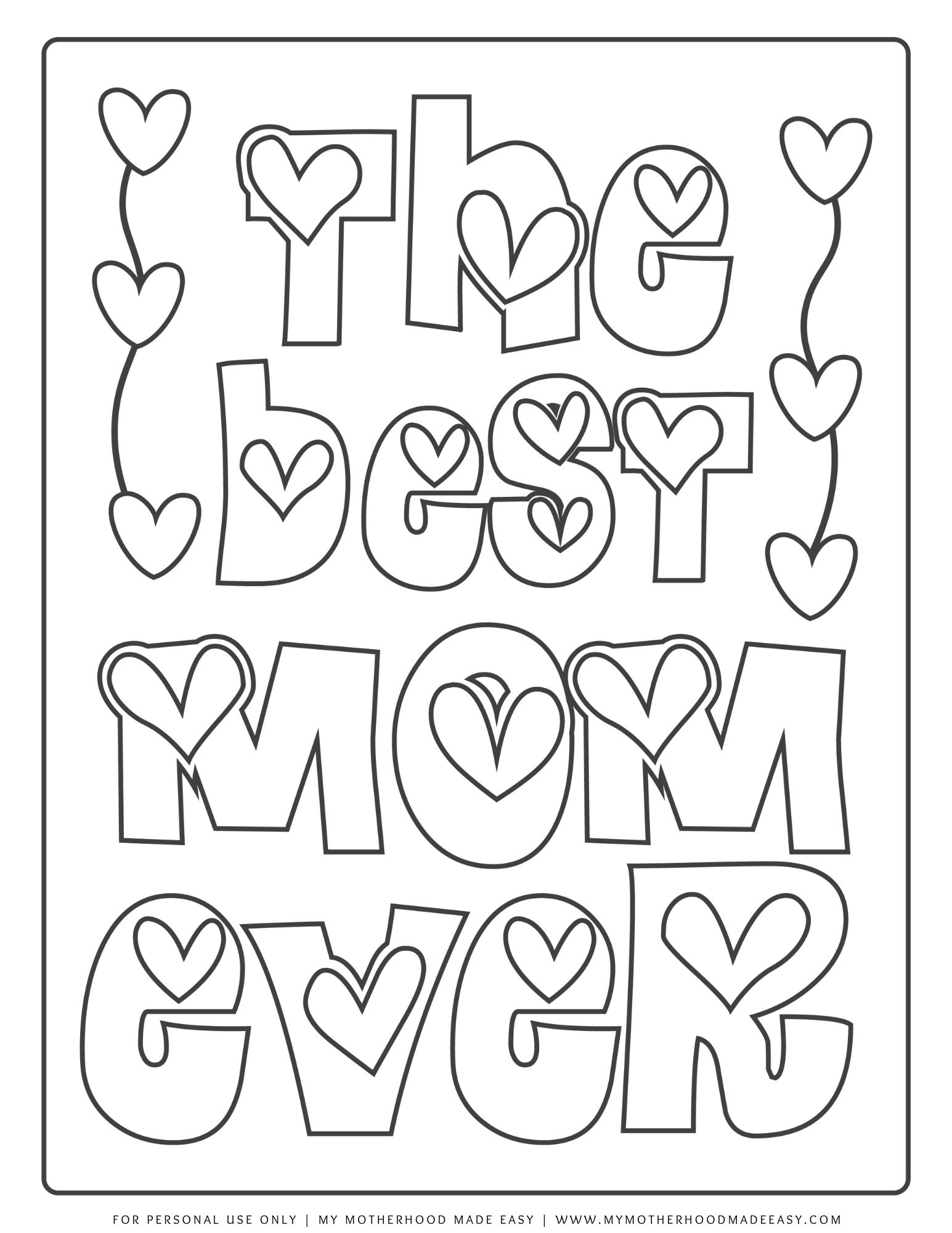 Mothers day coloring pages for kids