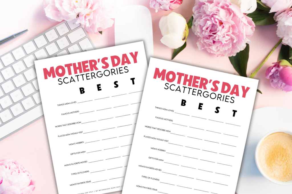 Mother's day scattergories  - Mother's Day Games