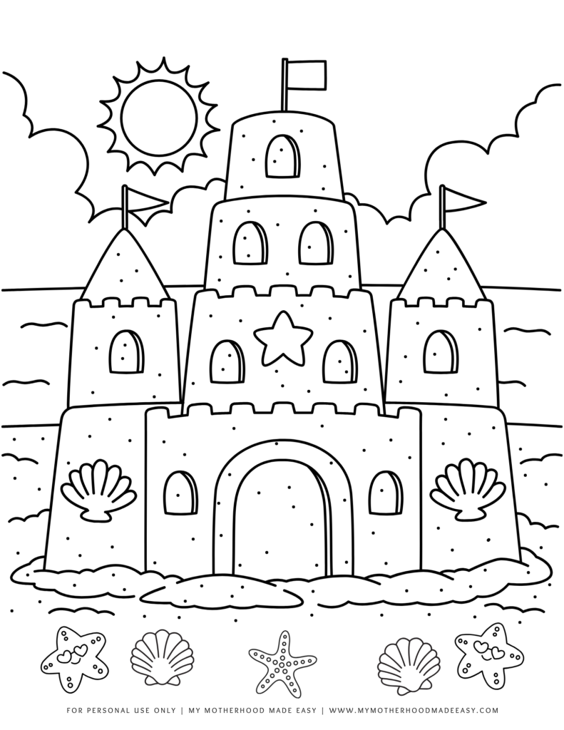 Sandcastles - summer coloring pages