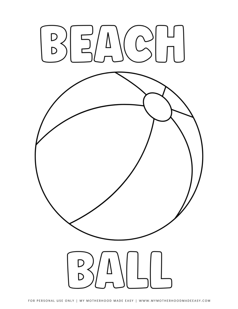 beach ball - summer coloring oages